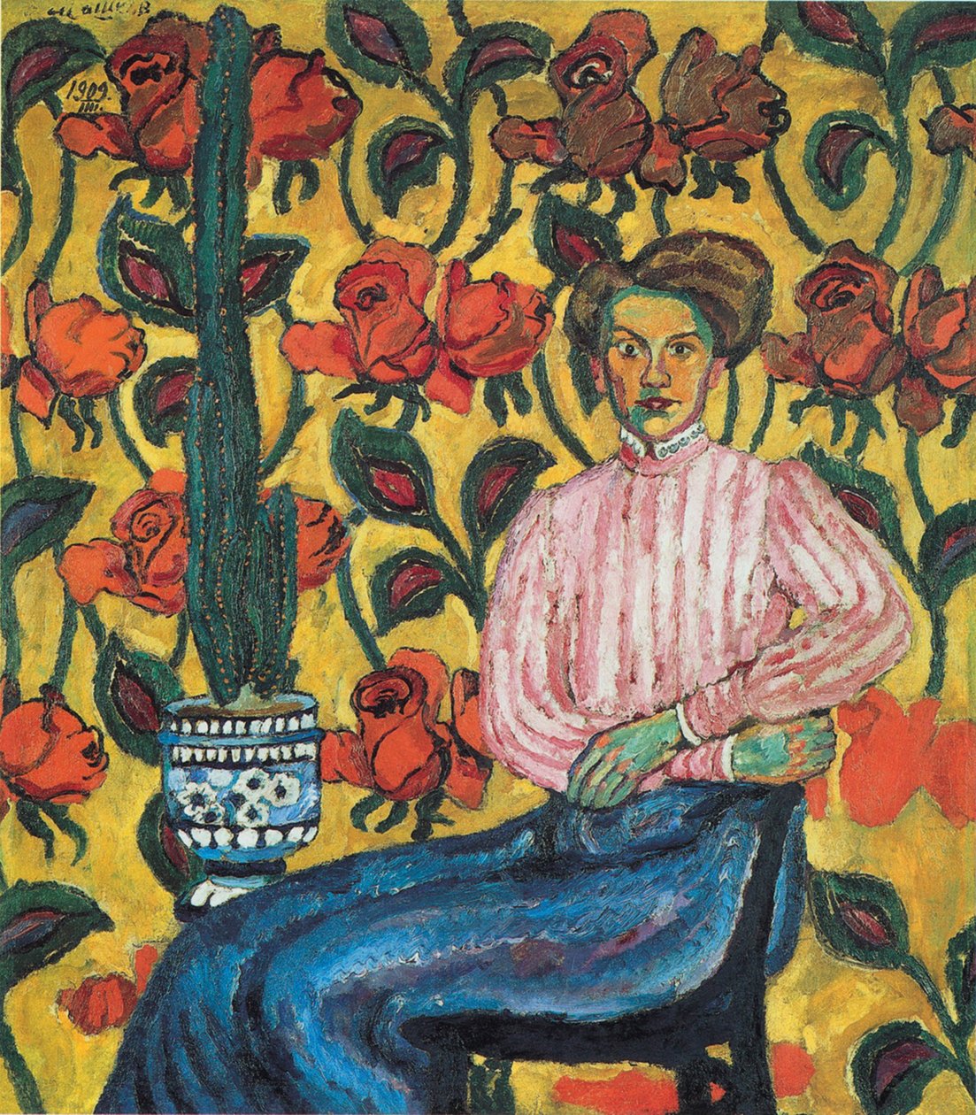 Portrait of Varvara Petrovna Vinogradova, 1909 by Ilya Ivanovich Mashkov