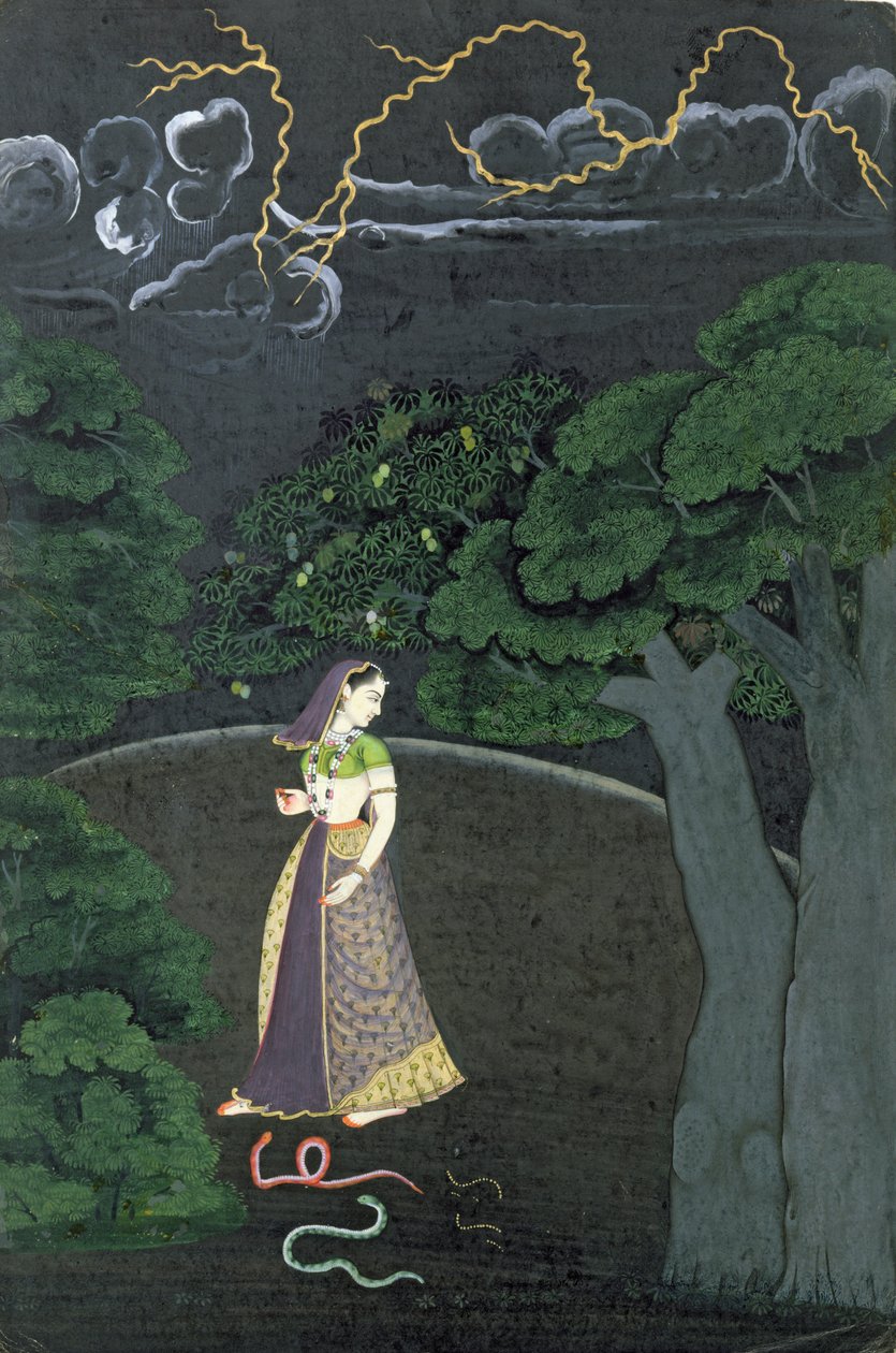 A lady on her way to a tryst, Guler by Indian School