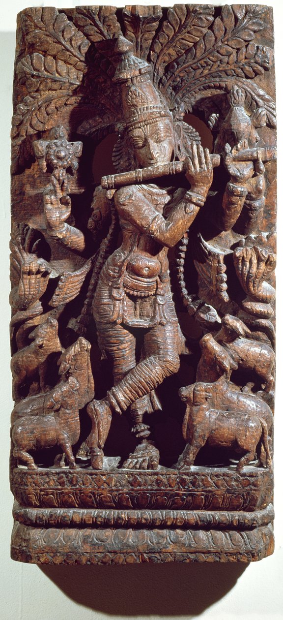 Krishna playing a flute by Indian School