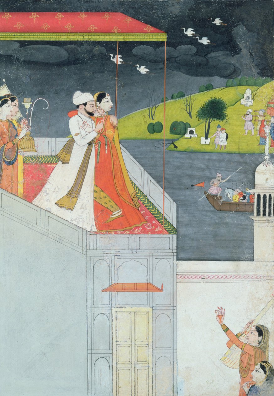 Lovers on a Terrace by Indian School