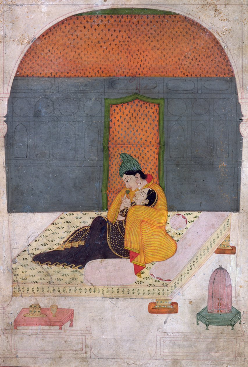 Lovers on a Terrace, Garhwal, c.1780-1800 by Indian School