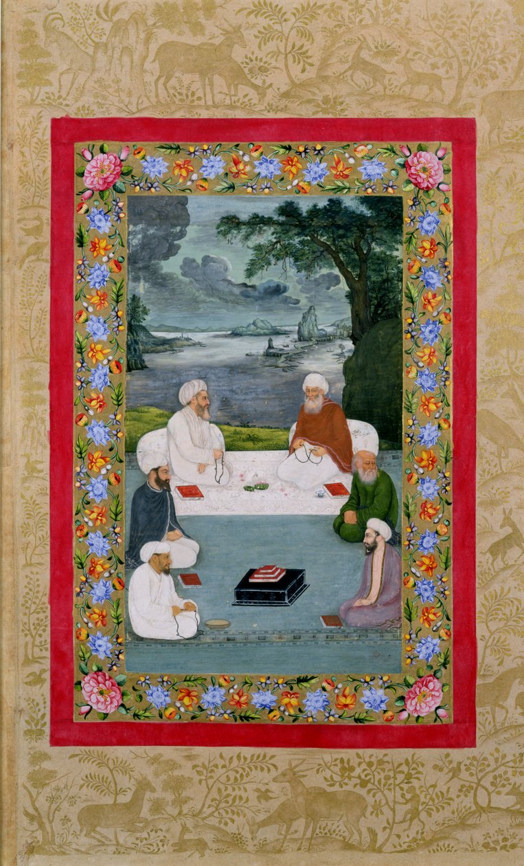 Mystical Conversation Between Sufic Sheikhs by Indian School