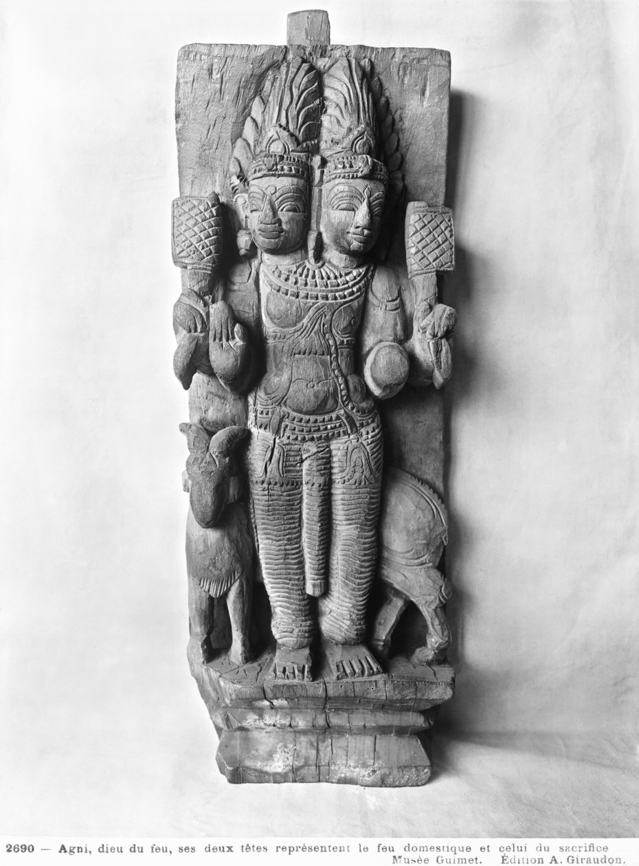Relief Depicting a Double-Headed Image of Agni, the God of Fire, Seated on a Ram, South India by Indian School