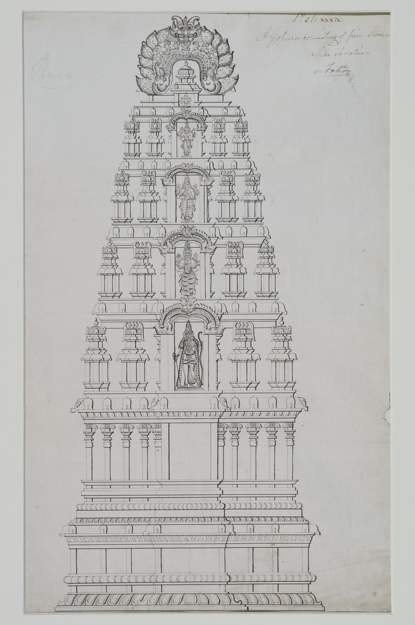 A five storey gopuram by Indian School