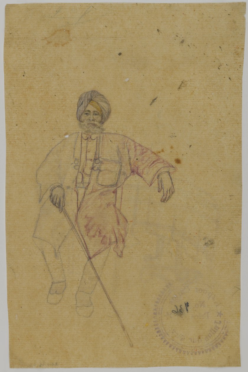 Sketch of a Maharaja by Indian School