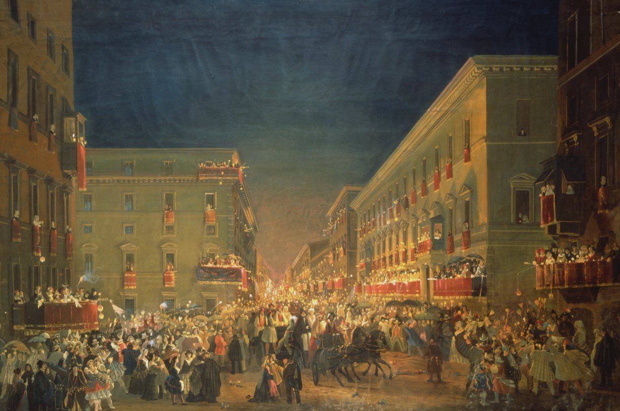 Feast of Moccoletti by Ippolito Caffi