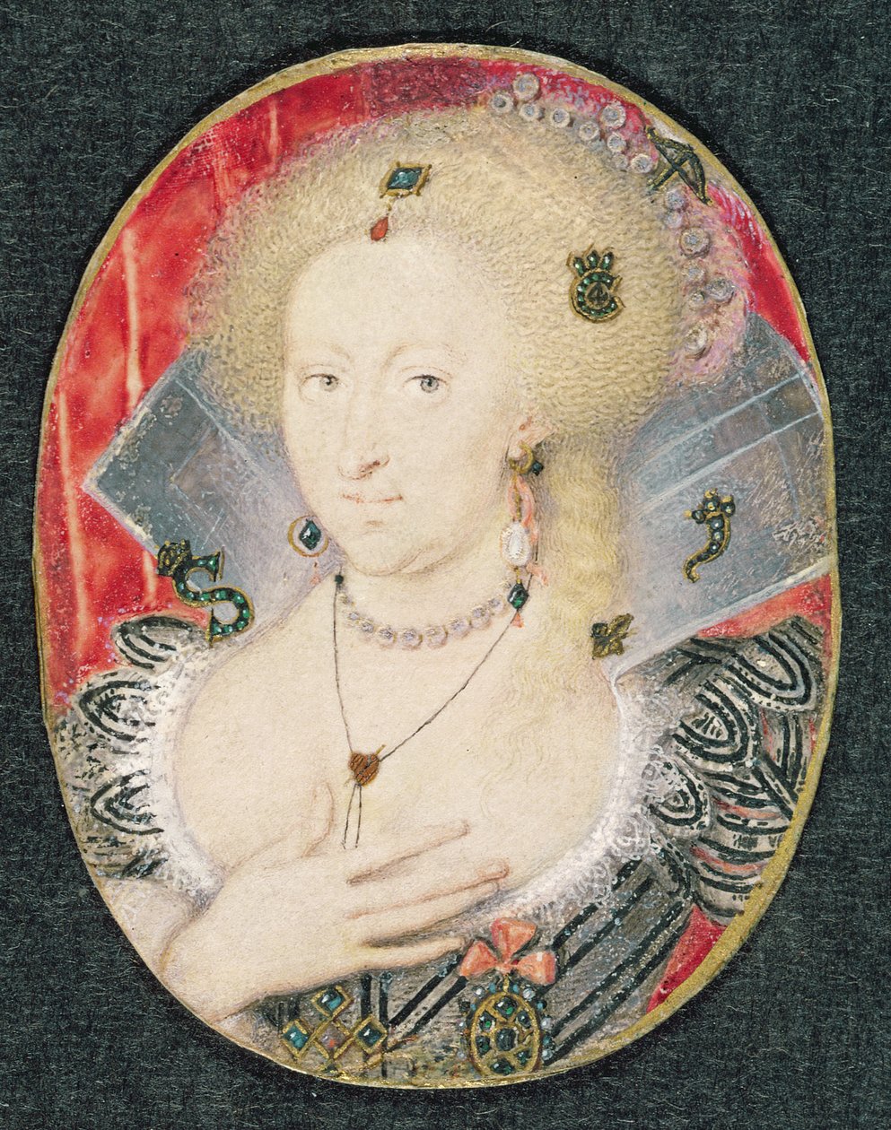 Queen Anne of Denmark, Miniature by Isaac Oliver