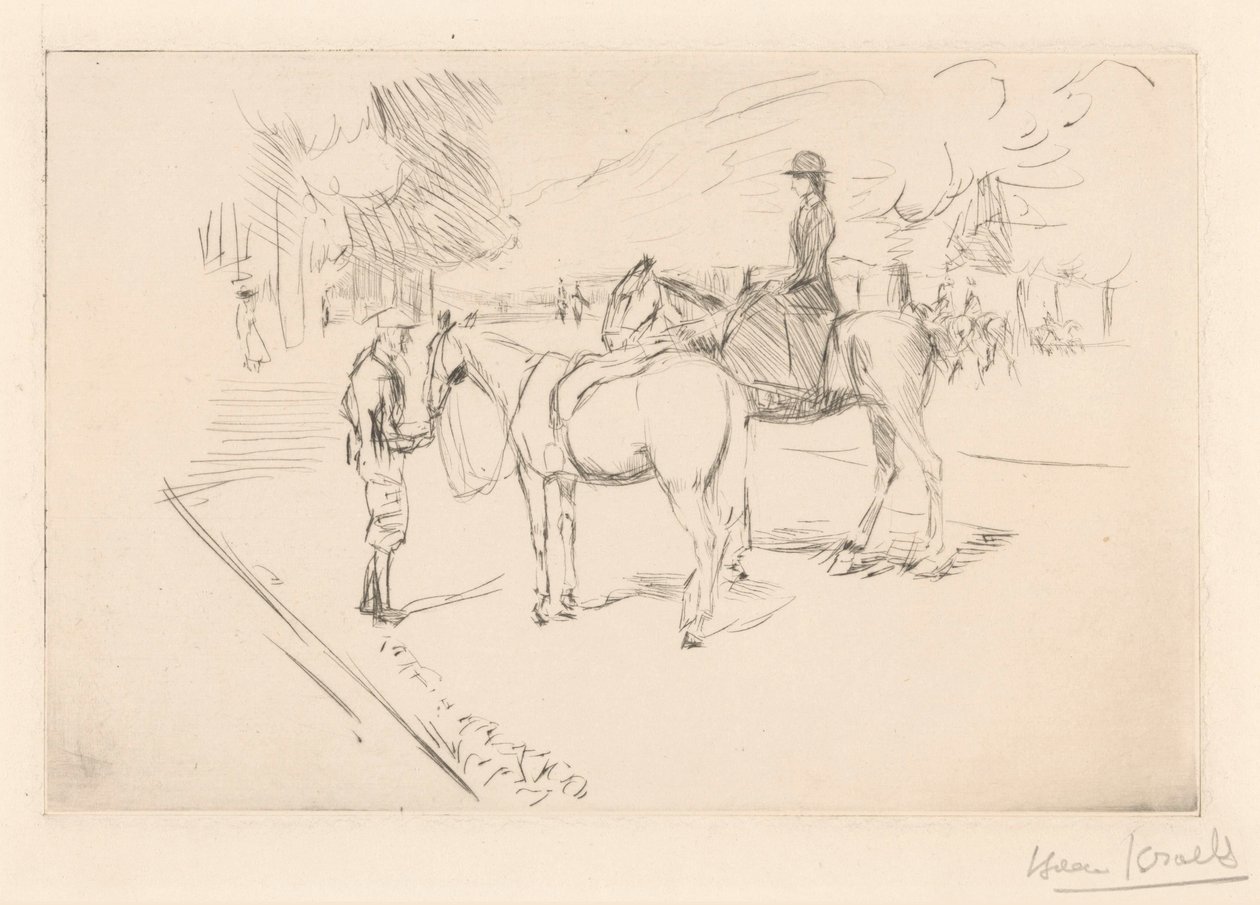 Amazon with Attendant by Isaac Israels (signed by artist)