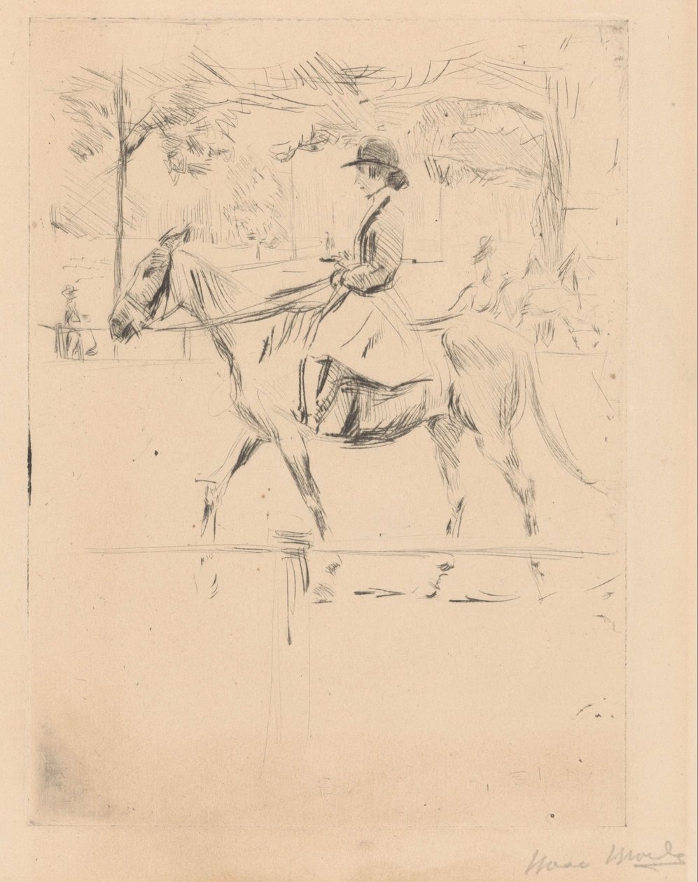 Woman on Horseback by Isaac Israels (signed by artist)