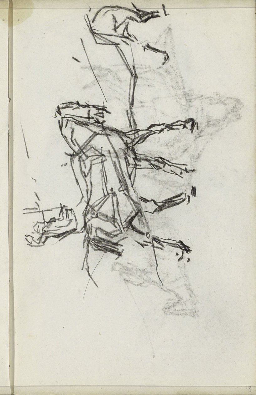 Two Harnessed Horses with a Rider by Isaac Israels