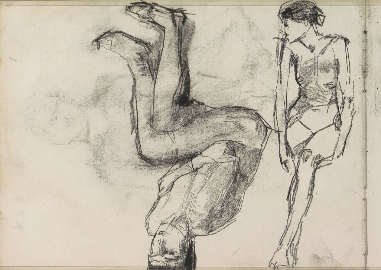 Two Seated Female Nudes by Isaac Israels