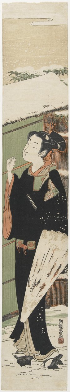 Young Man at a Gate as a Mitate of the Kabuki Play Women