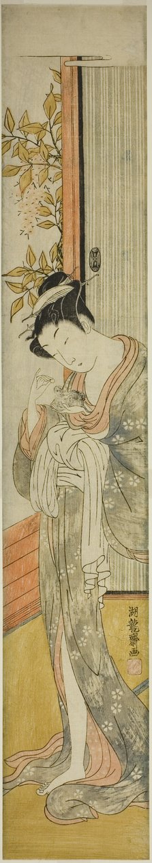 Young Woman Feeding a Rat by Isoda Koryusai