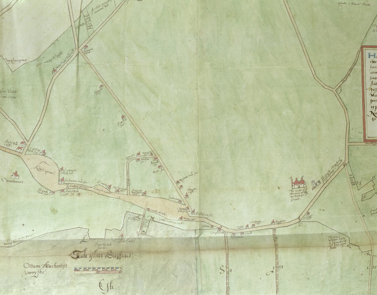 Estate map of Belchamp St. Paul, 1576 (detail) by Israel Amyce