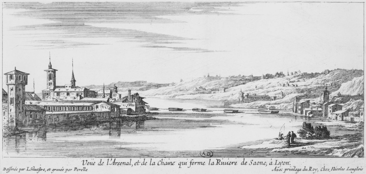 View of the Arsenal and river Saone, Lyon by Israël Silvestre the Younger
