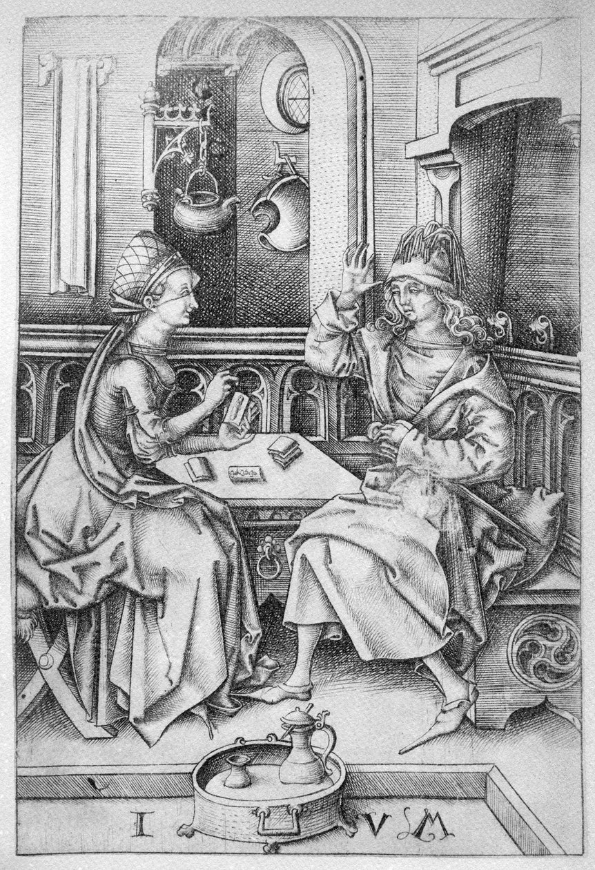 Couple playing cards c.1500 by Israhel van Meckenem the younger