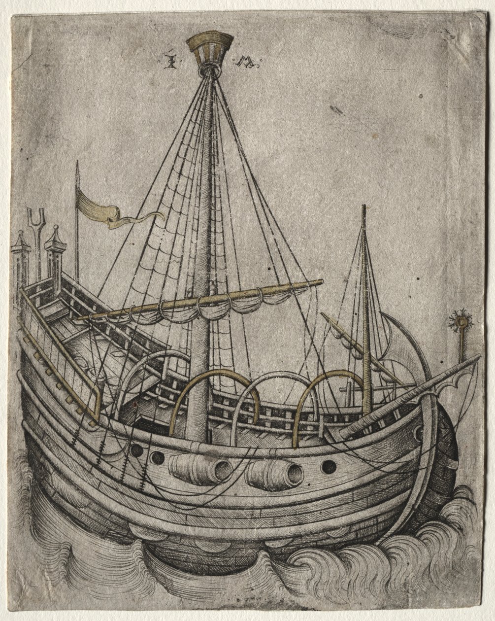 A Ship Moving Toward the Right by Israhel van Meckenem