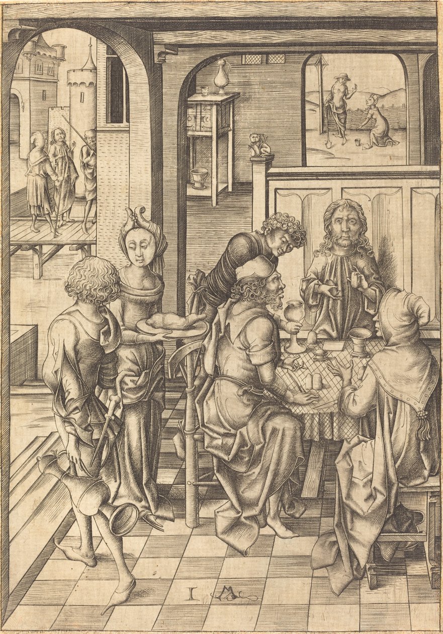 Christ at Emmaus by Israhel van Meckenem