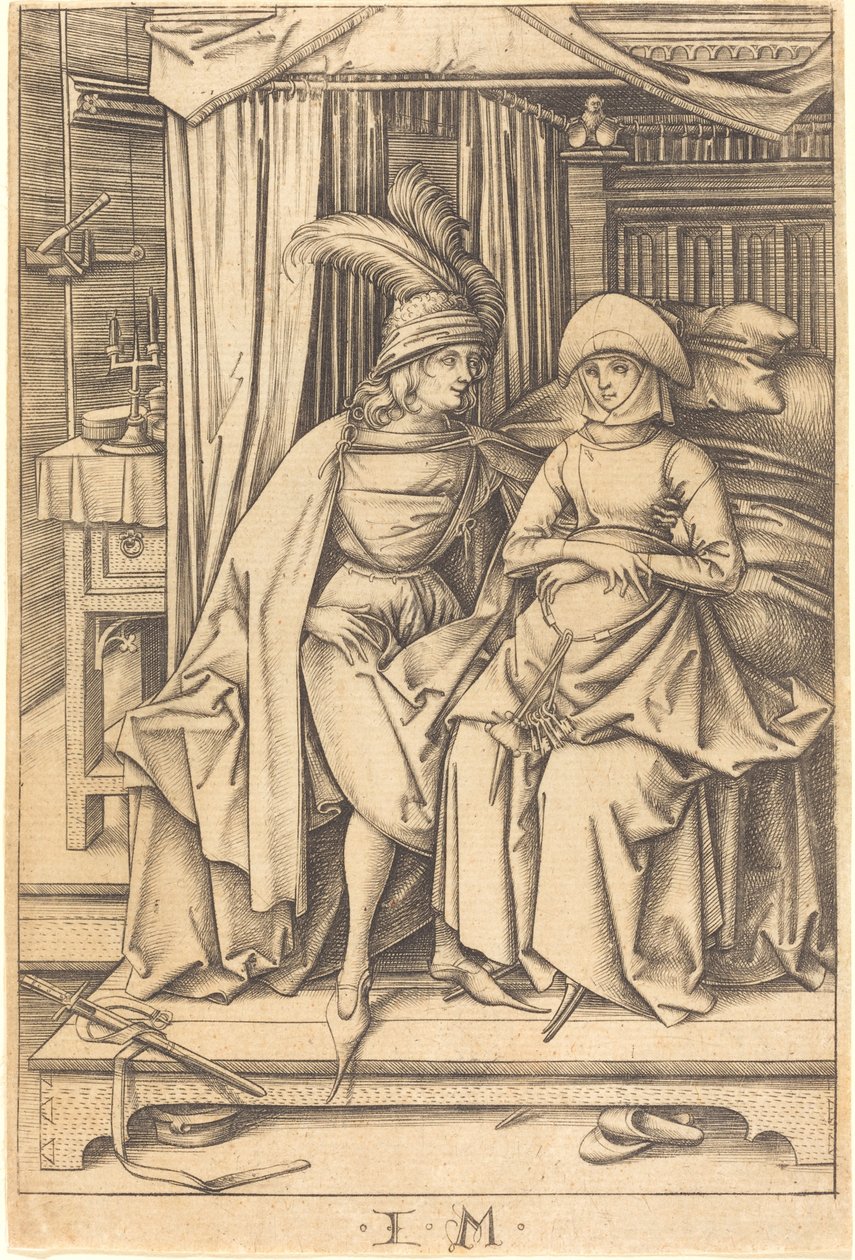 Couple Seated on a Bed by Israhel van Meckenem