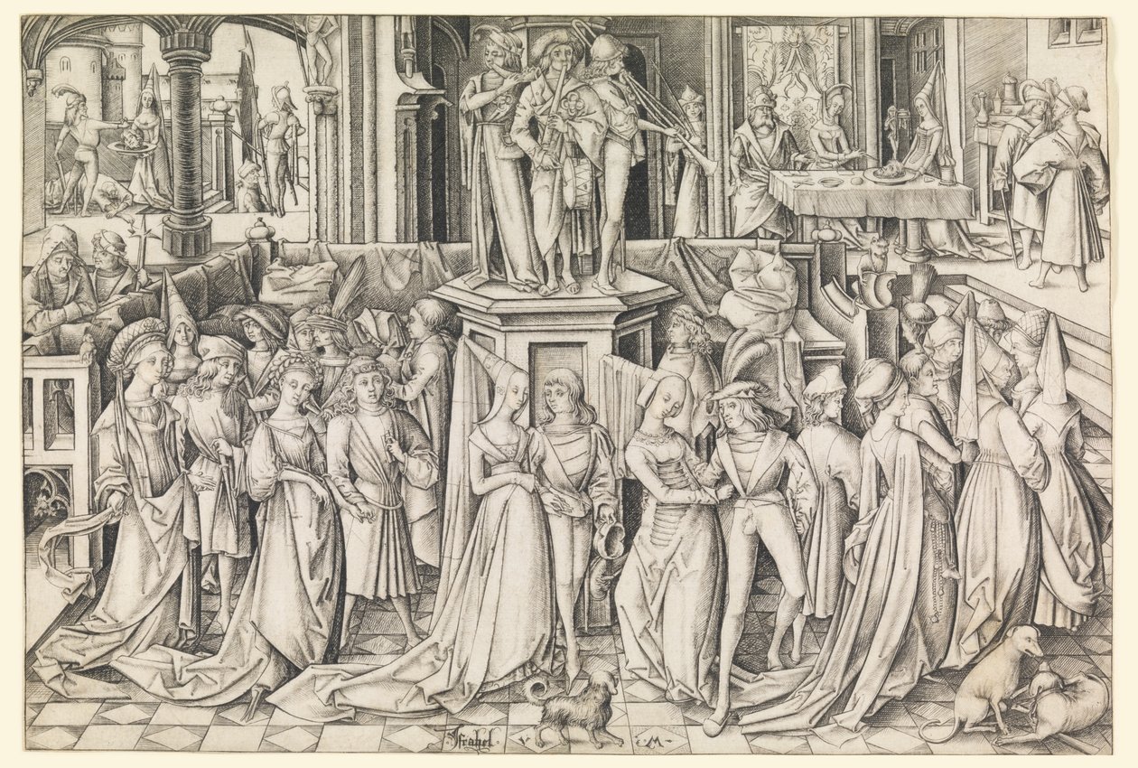 Dance of the Daughters of Herodias by Israhel van Meckenem