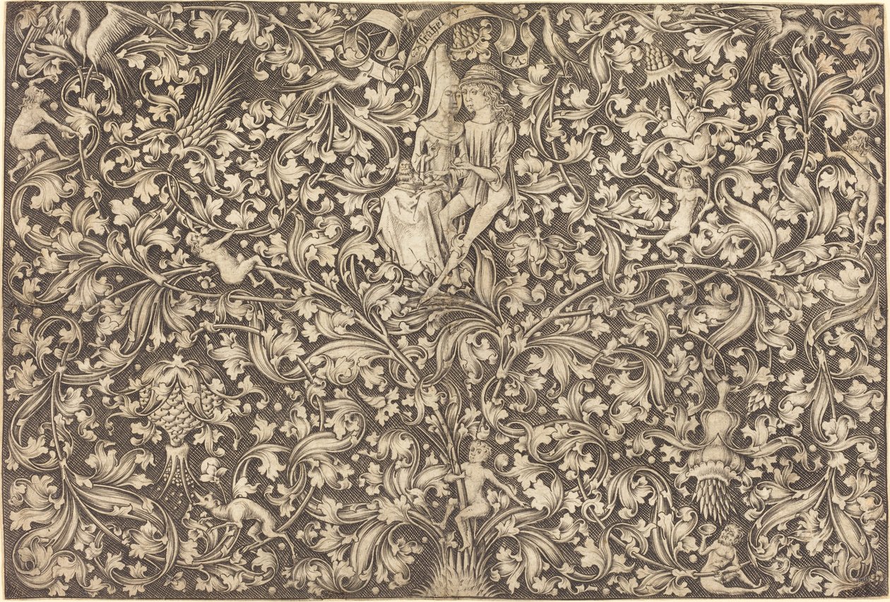 Ornament Panel with Two Lovers by Israhel van Meckenem