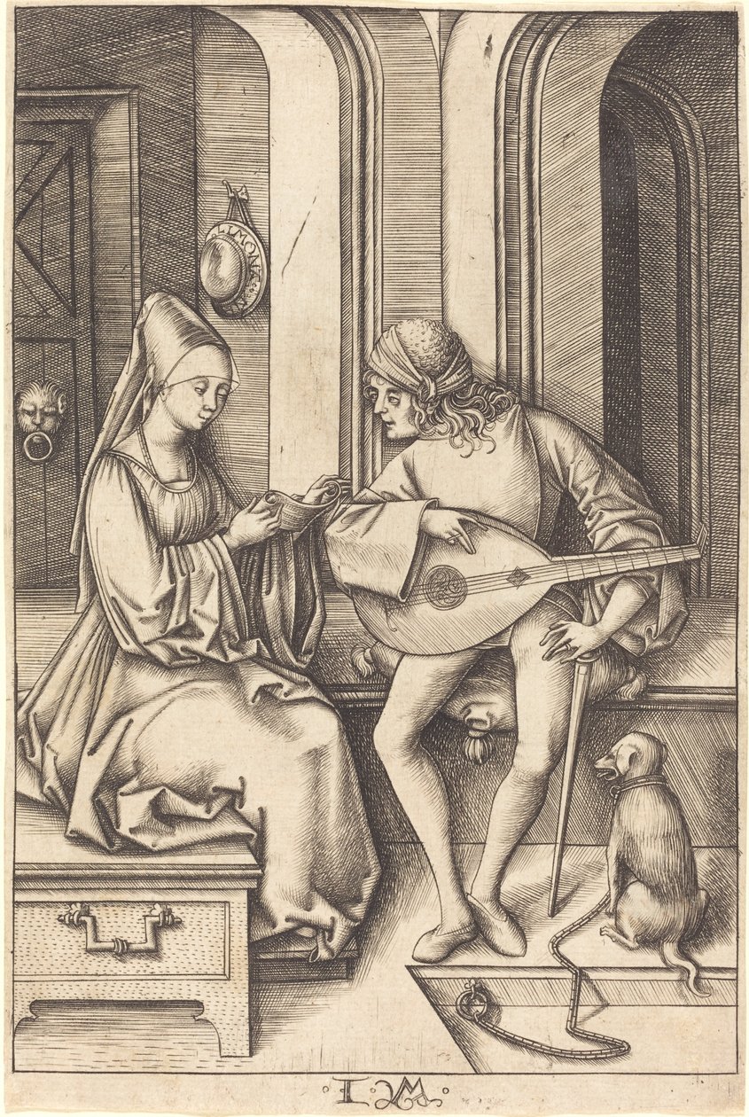 The Lute Player and the Singer by Israhel van Meckenem