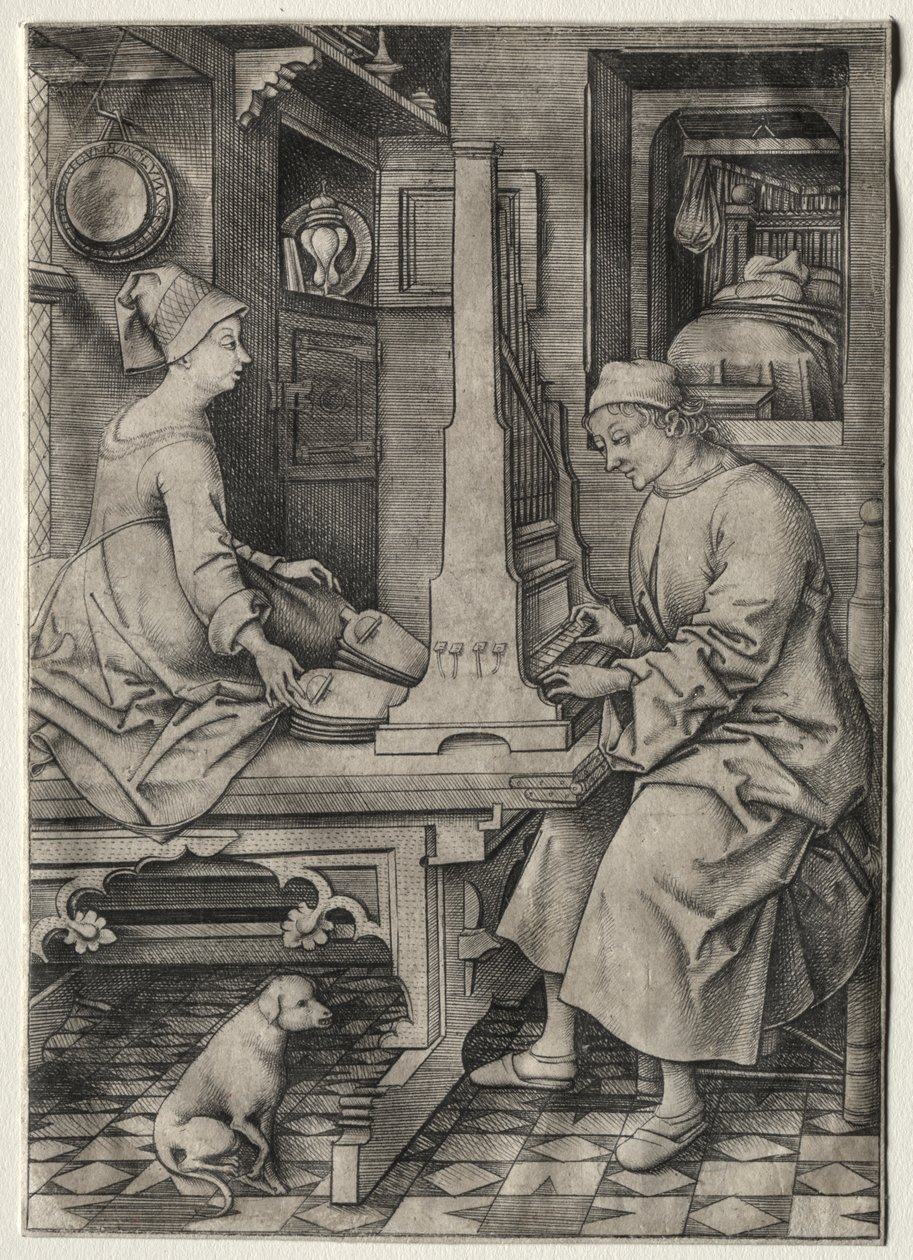 The Organ Player and His Wife by Israhel van Meckenem