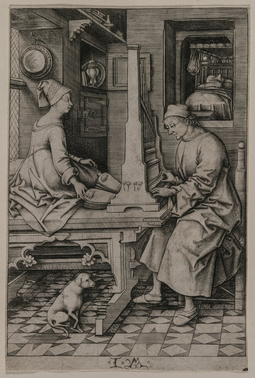 The Organ Player and His Wife by Israhel van Meckenem