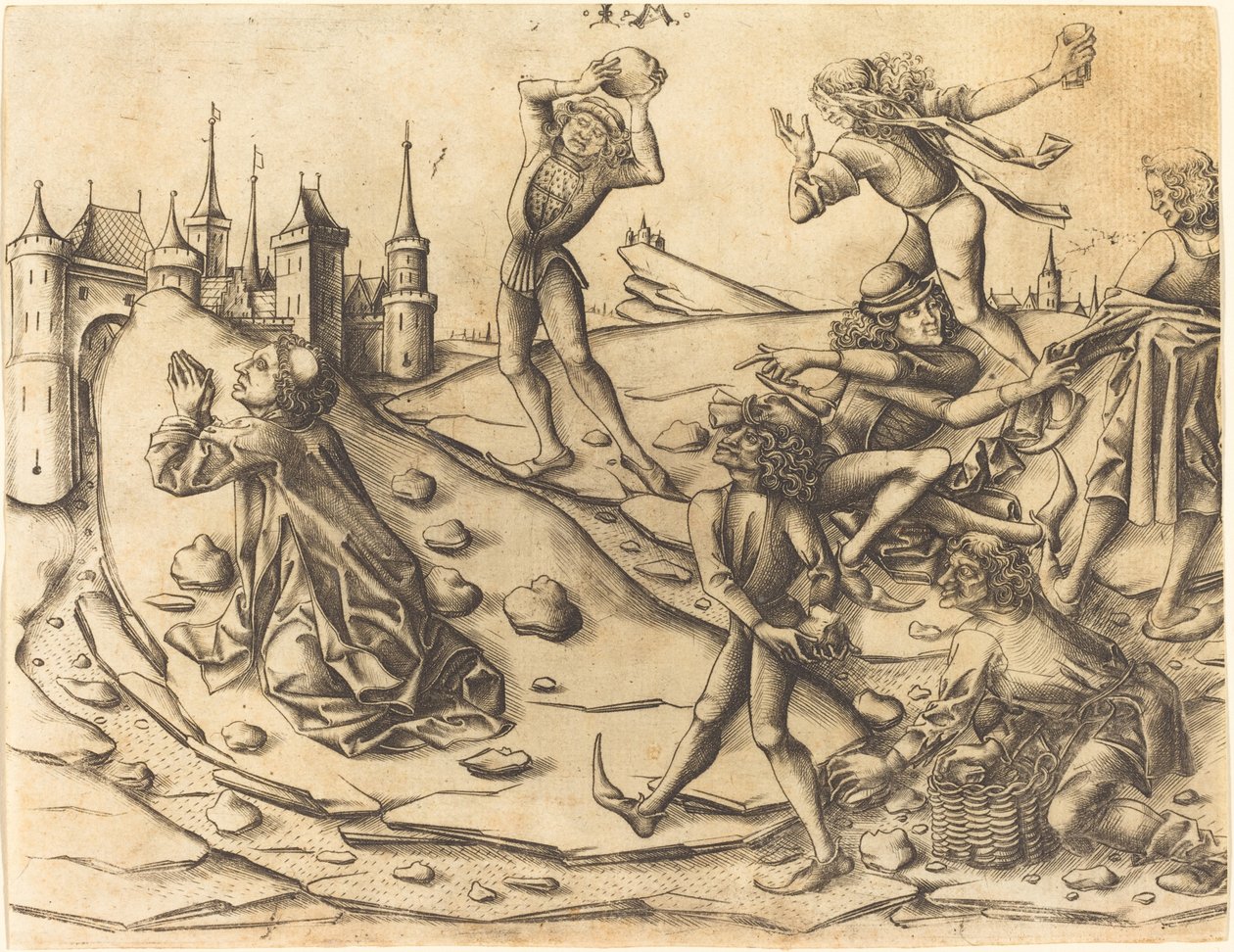 The Stoning of Saint Stephen by Israhel van Meckenem