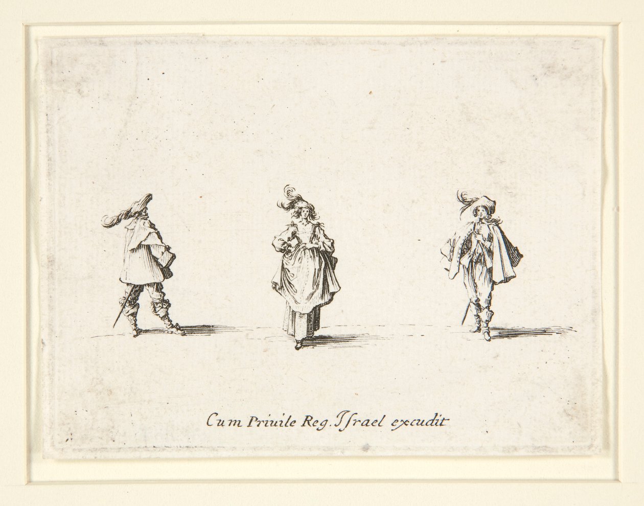 Two Gentlemen and One Woman by Israël Silvestre