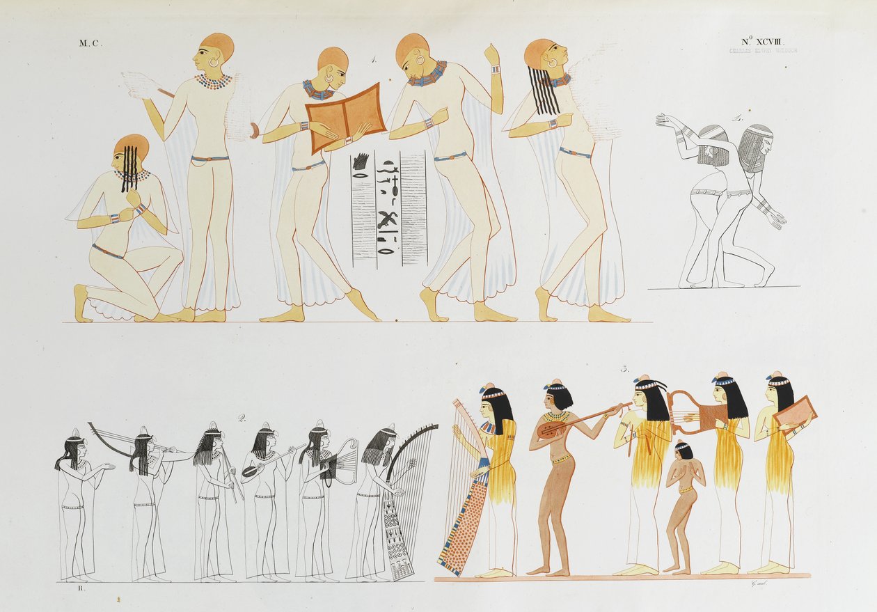 Dancing to the harpsichord and musicians playing various instruments by Italian School