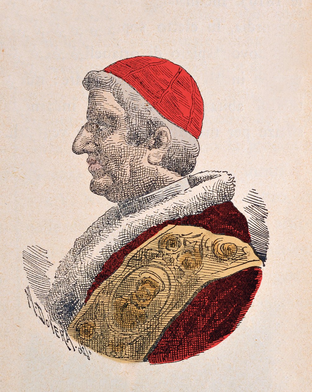 Portrait of Pope Gregory XVI (1831-1846) (engraving with later colouration) by Italian School