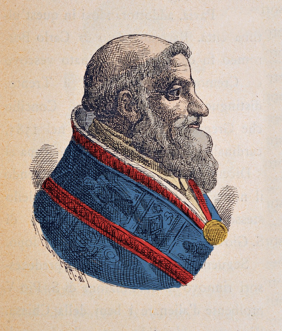 Portrait of the Pope Sixtus V (1585-1590), 1898 (engraving with later colouration) by Italian School
