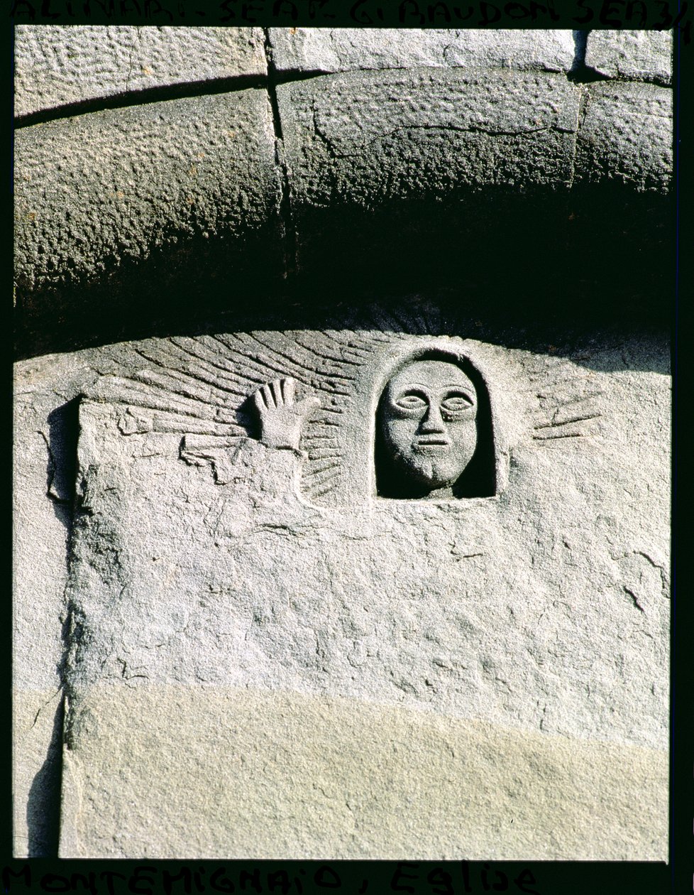 Relief depicting the head and face of a man, possibly God the Father, from the facade by Italian School