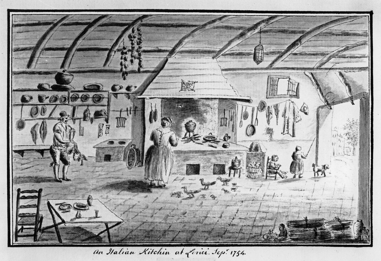 View of an Italian Kitchen at Lerici, September 1754 by Italian School