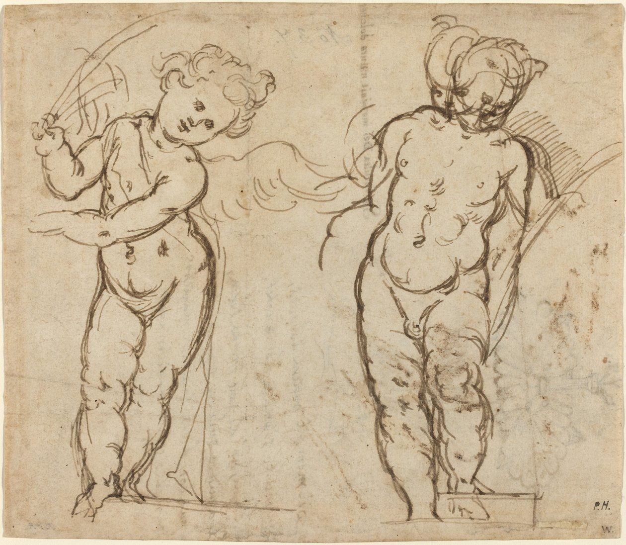 Two Standing Putti by Italian 17th Century