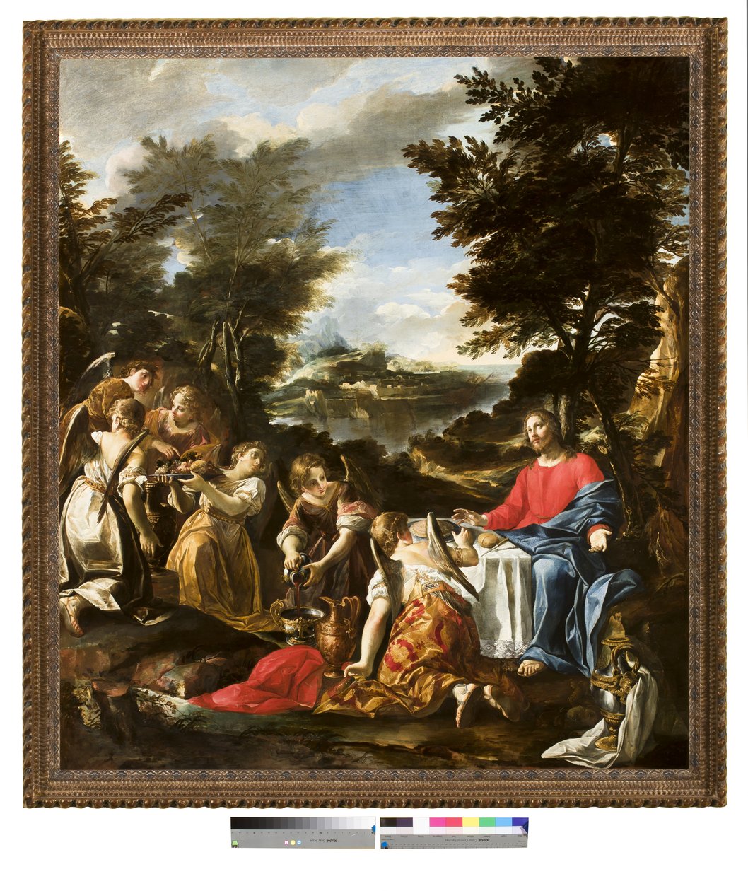 Christ Served by Angels by Italian School