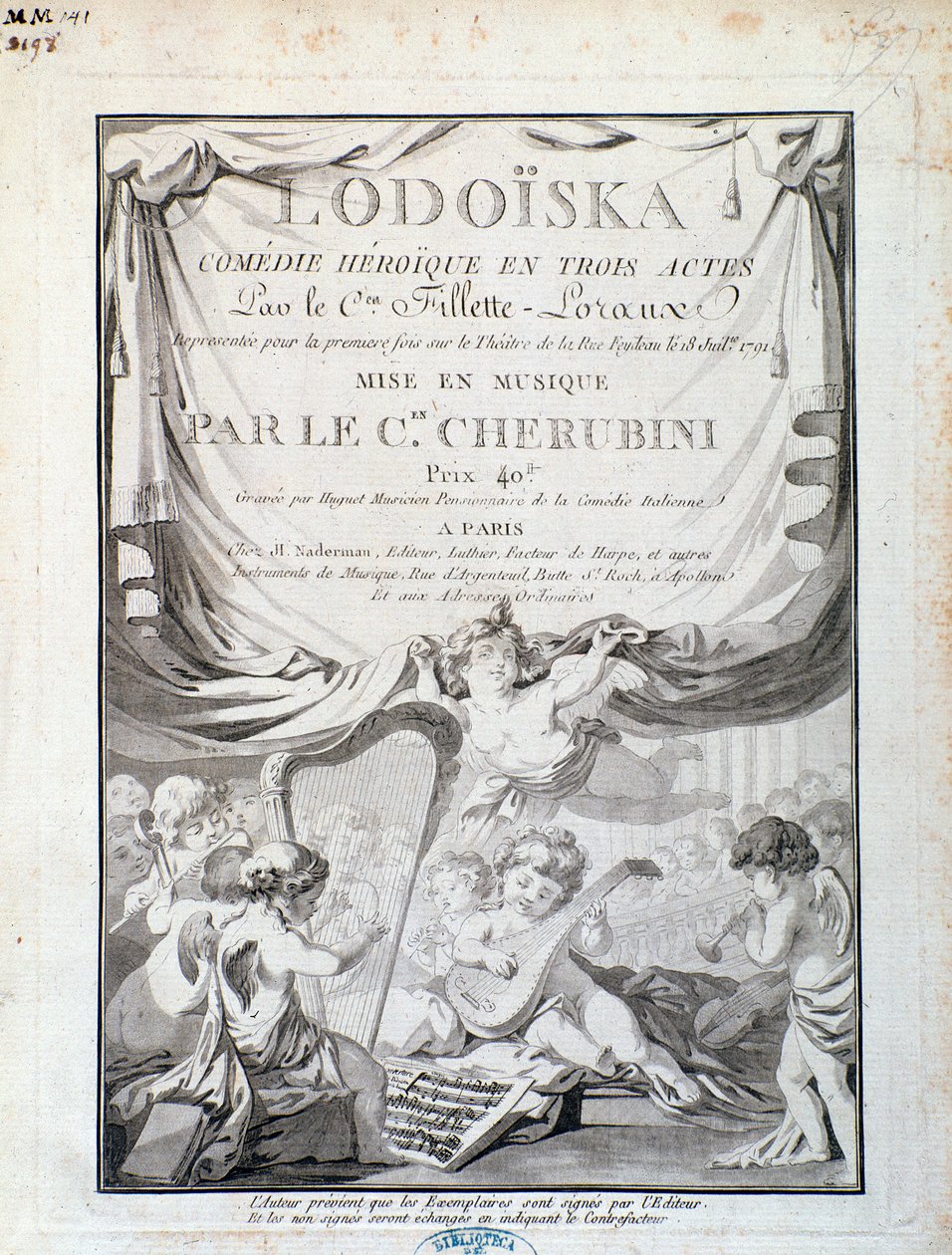 Frontispiece of Lodoiska, opera by Luigi Cherubini by Italian School