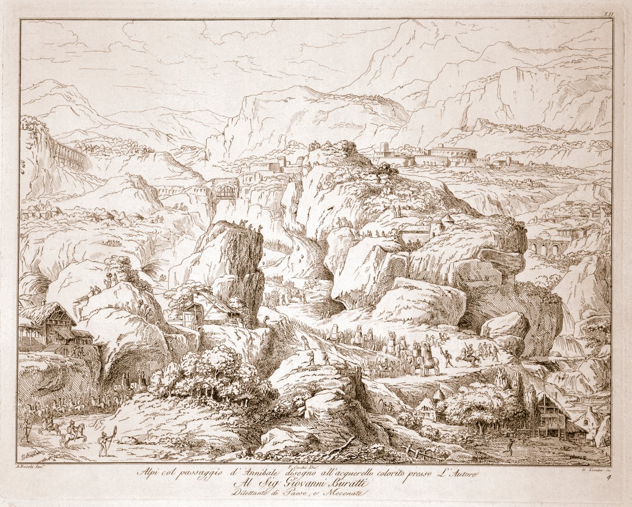 Hannibal Crossing the Alps by Italian School
