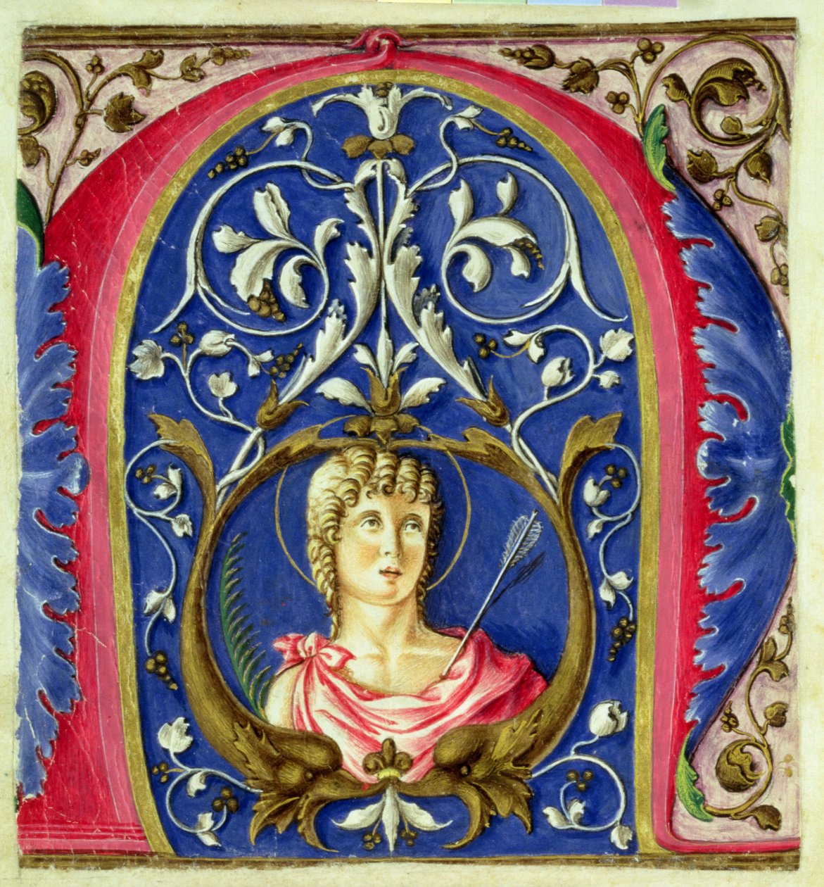 Historiated initial N depicting St. Sebastian by Italian School