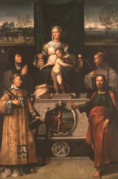 Madonna and Child Enthroned with Saints by Italian School