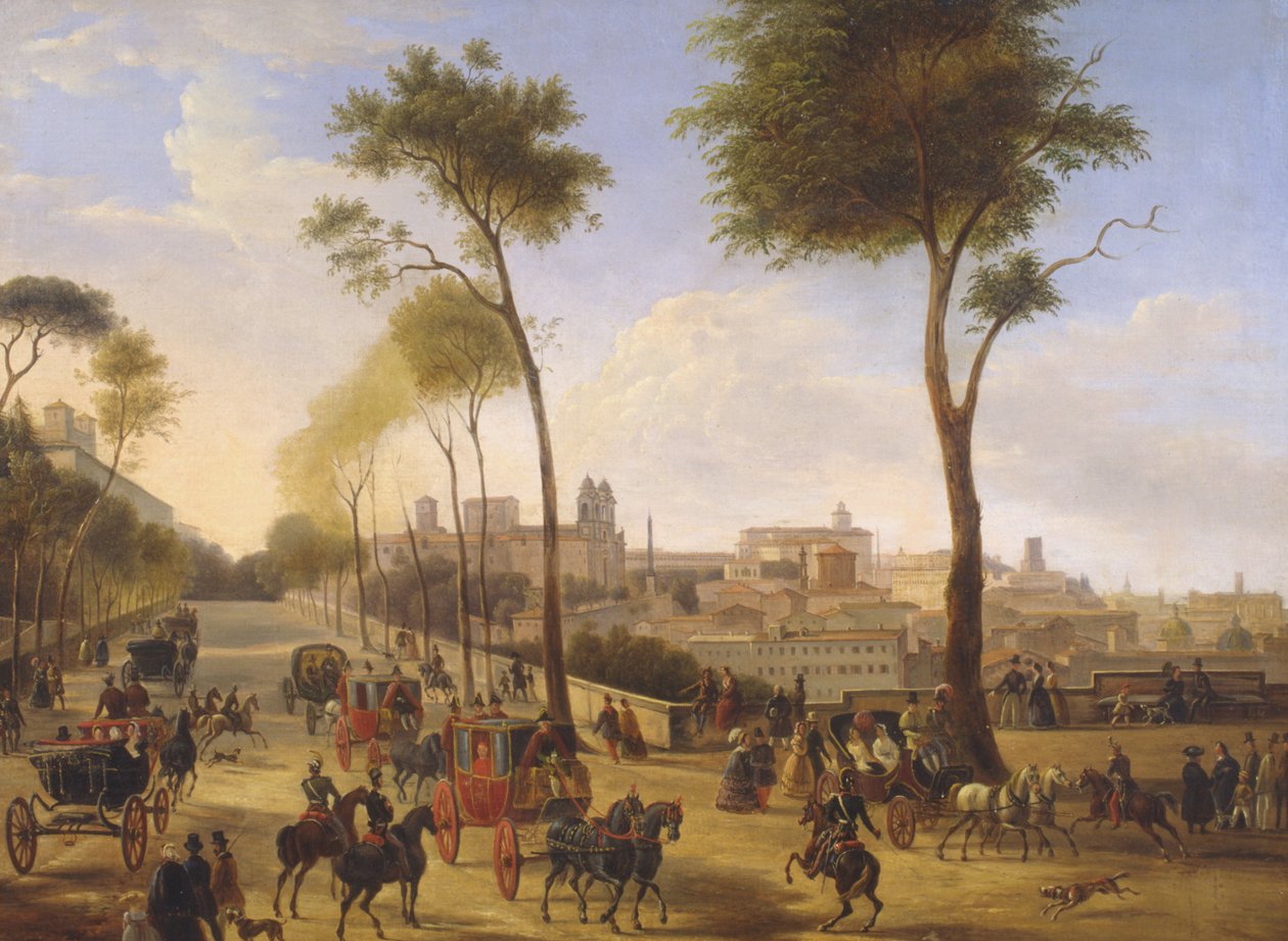 Walk at Pincio by Italian School