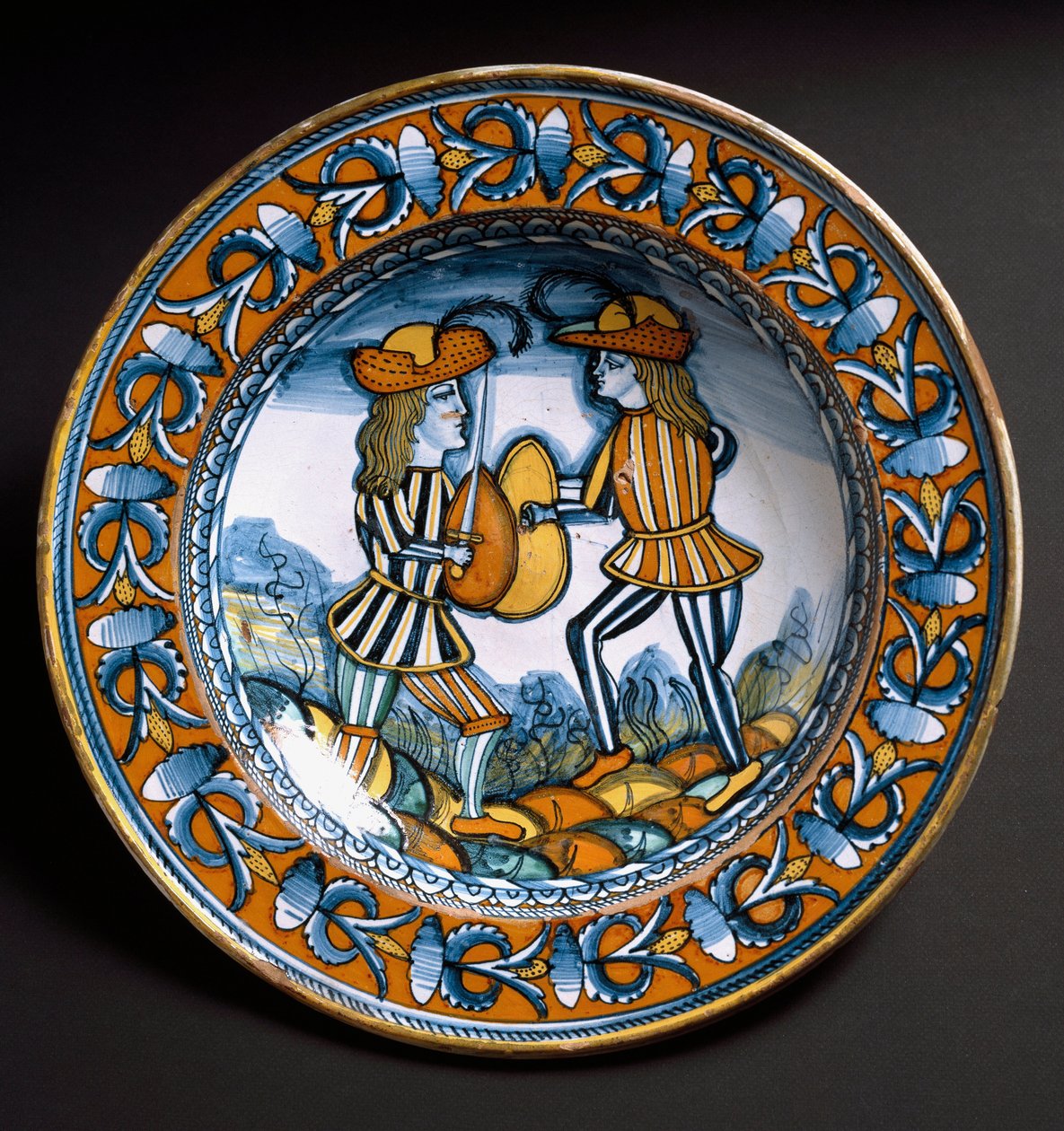 Plate depicting two soldiers in combat by Italian School