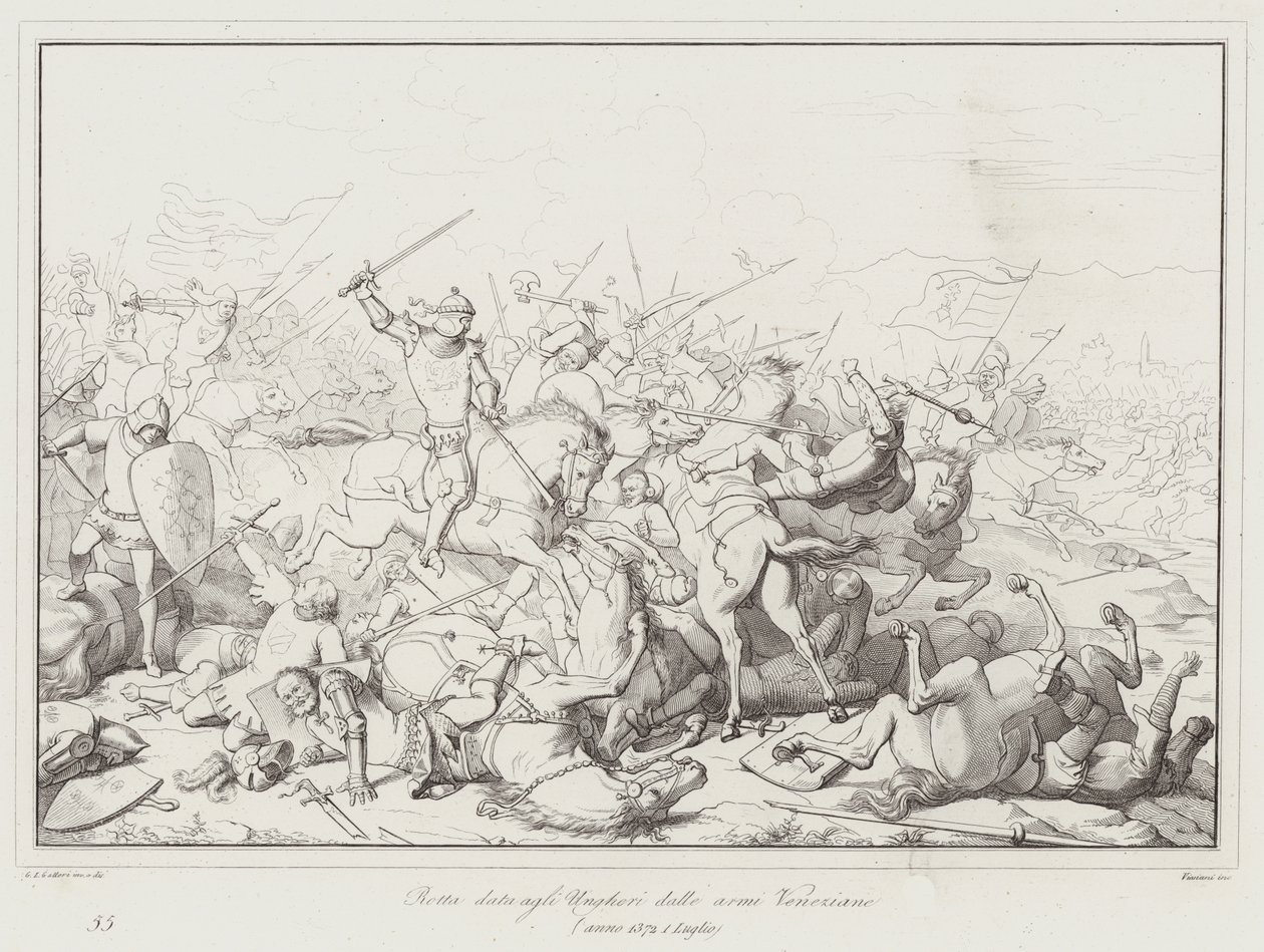 Defeat of the Hungarians by the Venetian Army by Italian School