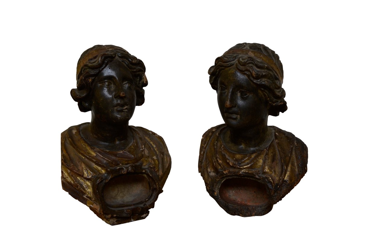 Two Polychromed and Gilded Reliquary Busts by Italian School