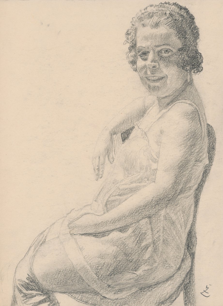 Sitting Woman in a Shirt by Ivan Zabota