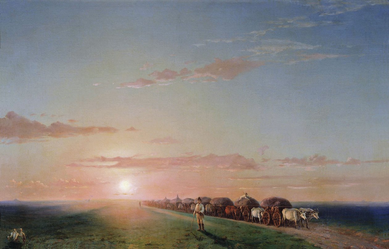 A Wagon Train in the Desert by Ivan Aivazovsky