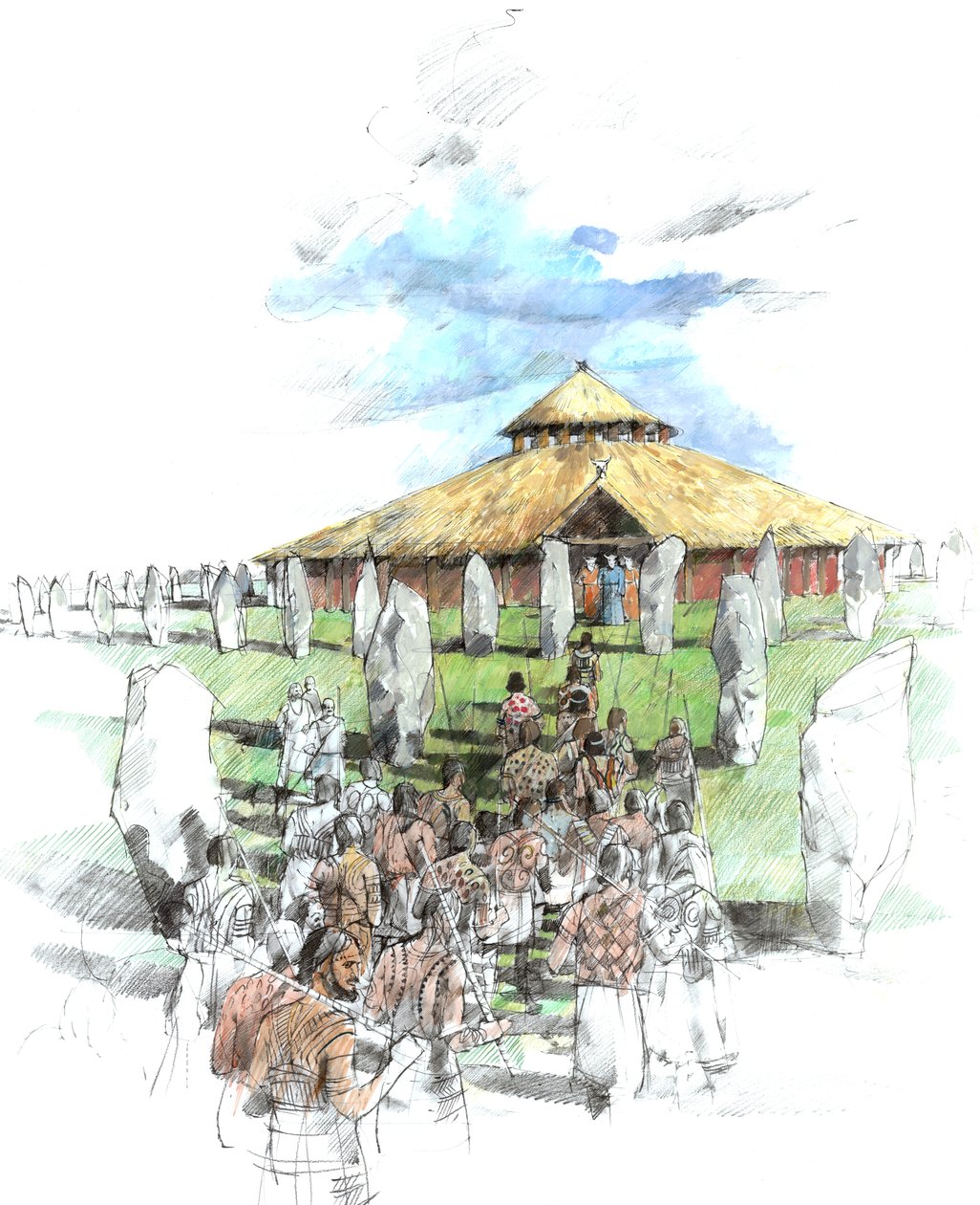 Ceremonial Procession at Avebury by Ivan Lapper