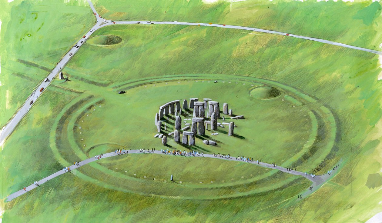 Stonehenge: Illustration Showing Site at Present by Ivan Lapper