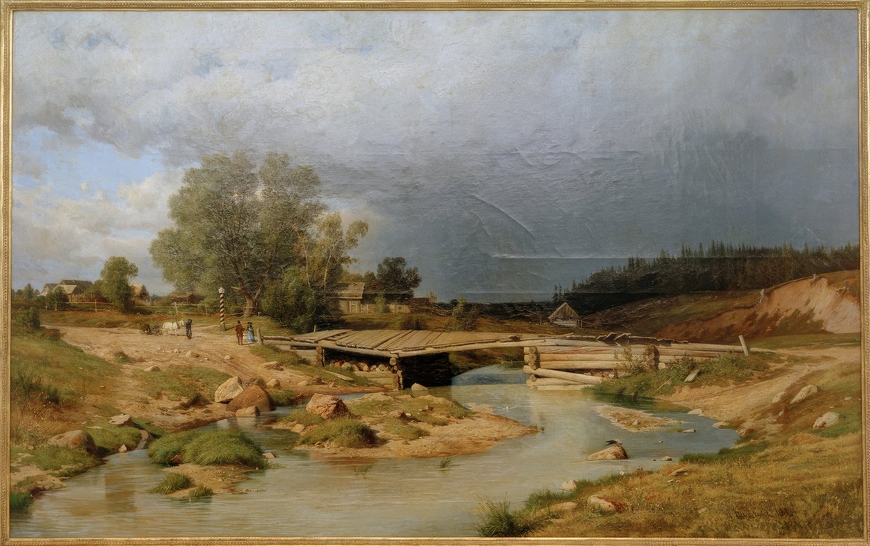Landscape with Wooden Bridge by Ivan Ivanovich Shishkin